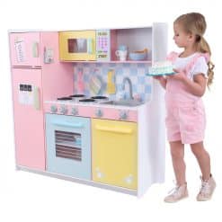 Kidkraft Large Pastel Play Kitchen provides fun and imaginative role play for your child with pink fridge freezer, sink and microwave