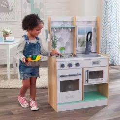 Kidkraft Lets Cook Play Kitchen is a realistic looking Wooden Play Kitchen with everything your little Baker needs to get going.
