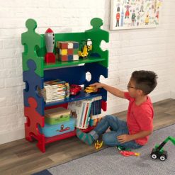Kidkraft Puzzle Bookshelf is perfect for helping young children stay organized. This charming Kids Bookshelf offers a cute and fun place to store books and other small treasures.