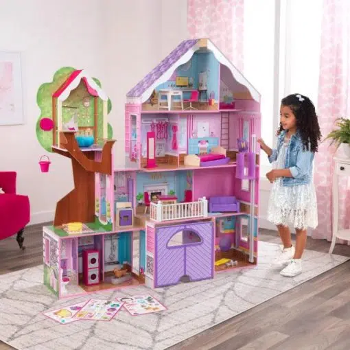 Kidkraft Treehouse Retreat Mansion Doll House is a large wooden Dollhouse with 13 Rooms, laid out over 4 levels and comes complete with furniture.