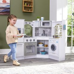 Kidkraft Ultimate Corner Kitchen with Lights & Sounds in White is loaded with fun interactive features to engage your little chefs and keep them cooking.