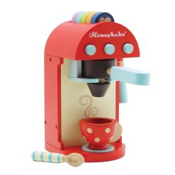 Le Toy Van Cafe Machine is a brightly painted wooden, realistic, award winning toy coffee machine and is sure to be a hit with budding baristas.