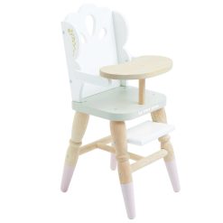 Le Toy Van Doll High Chair, ideally sized for your children's dolls and soft toy friends of approximately 35 cm, this charming wooden toy is full of nostalgia and is perfect for role play adventures