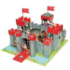 Le Toy Van Lionheart Castle is a wonderful wooden Castle playset featuring seven towers and a drawbridge, suitable from 3 years +