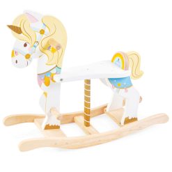 Le Toy Van Rocking Unicorn Carousel is a stunning, award winning, ride on wooden toy, a wonderful modern take on a classic wooden rocking horse.