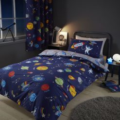 The Lost in Space Duvet Set by Catherine Lansfield, a outer space themed kids bedding set that will send your child to bed dreaming of rocketing into space