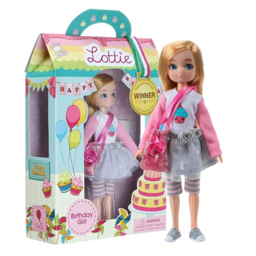 Lottie Doll Birthday Girl an age relatable posable doll which comes in a presentation box, that would make for a wonderful gift.