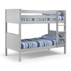Maine Bunk Bed in Dove Grey is a Nordic inspired Kids Bed features clean lines, paneled headboards & footboards and simple styling