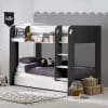 Mars Bunk Bed & Trundle comes in a bold Charcoal and White finish and is a wonderful kids bed complete with built in shelving, easy to use ladder
