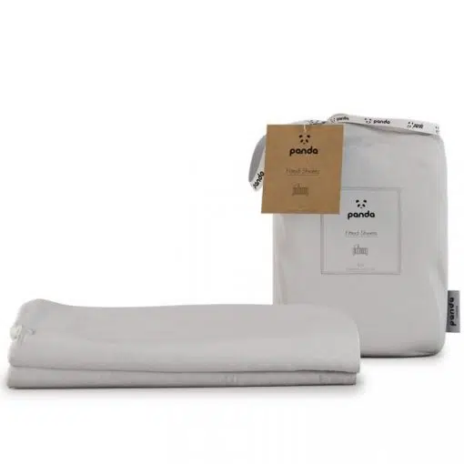 Panda Bamboo Fitted Sheets Cot Bed Quiet Grey have a luxuriously soft texture are highly breathable but also naturally hypoallergenic, helping those with sensitive skin and allergies.