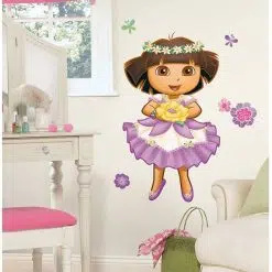 Roommates Dora The Explorer Enchanted Forest, kids wall stickers are removable and repositionable wall decals include Dora, fun-loving butterfly and beautiful blooms.