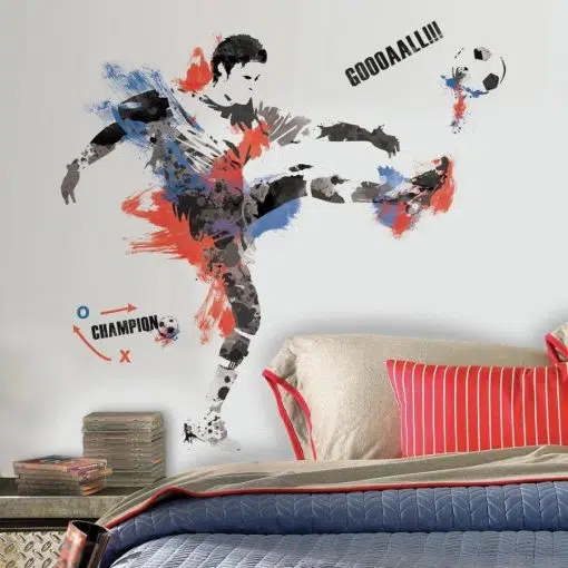 Roommates Football Champion Stickers, are a must have for football fanatics, this action packed football champion wall sticker is big enough to create a feature wall.
