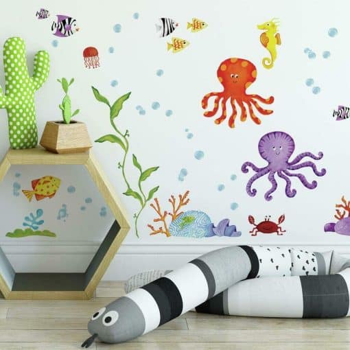 Roommates Under The Sea Wall Stickers are fun nautical themed kids wall decals, that are removable, and repositionable.