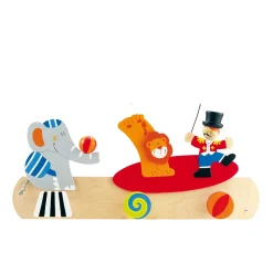 This Sevi Circus Coat Rack features friendly circus characters, a lion an Elephant and a colourful Clown - with 3 coat hooks