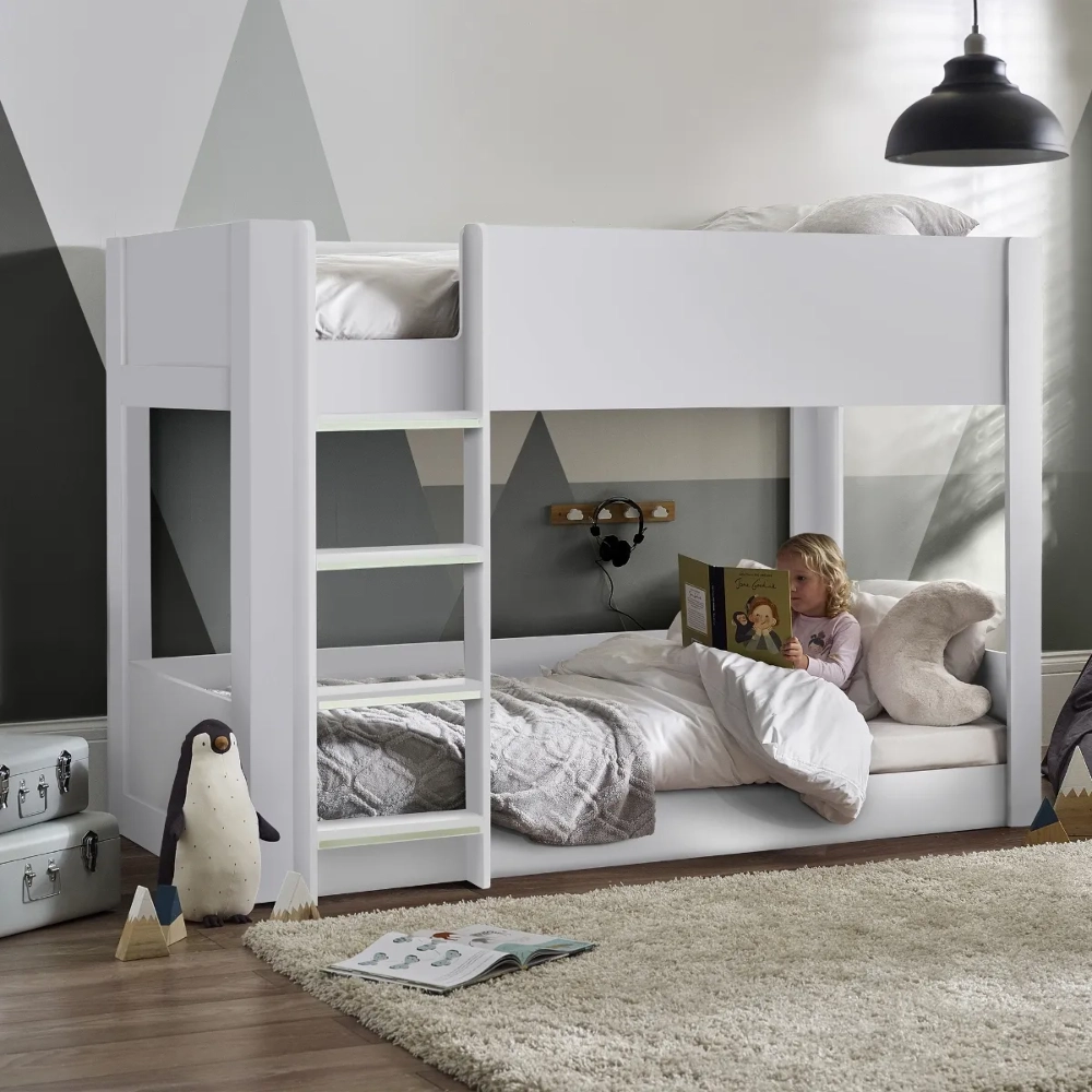 Solomon Bunk Bed White Low Kids Bunk Bed Little Dreamers