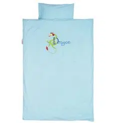 Taftan Toddler Duvet Set Dragon is a beautiful kids 100% Cotton bed linen set featuring a cool embroidered Dragon on a turquoise background.