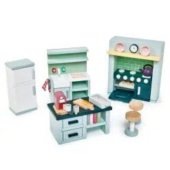 Tenderleaf Toys Dolls House Kitchen Furniture is a contemporary stylish wooden kitchen set, with great attention to detail,