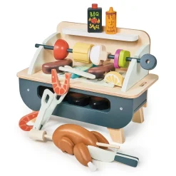 The Tender Leaf Toys Barbeque Play Set is a free-standing wooden toy with a removable grill and loads of accessories! to promote creative play.