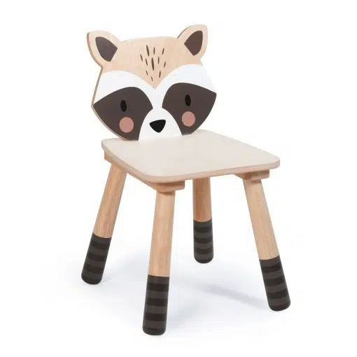 Tenderleaf Forest Racoon Chair is a stylish children's wooden chair, made from top quality plywood and sustainable rubberwood.