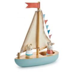 Tender Leaf Toys Sailaway Boat is a beautiful sailing boat evocative of warm summer days and evocative of summer days and calm seas