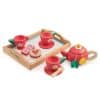 Tender Leaf Toys Tea Tray Set includes, 2 cups and saucers, a teapot with lid, milk jug, spoon, 2 yummy biscuits, and 2 fruity teabags