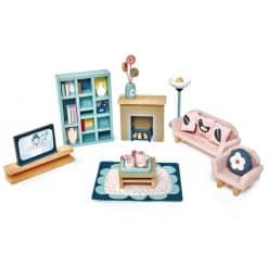 Tenderleaf Toys Sitting Room, a modern, stylish sitting room, beautifully decorated in beautiful soft contemporary colours, ideal for any of 1:12 Scale Doll House.