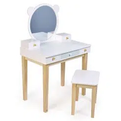 Tenderleaf Forest Dressing Table and Stool is perfect for any little boy or girl, featuring a large round mirror and with a total of 5 drawers,