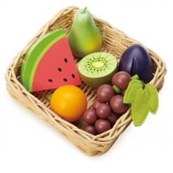 Tender Leaf Toys Fruity Basket features a selection of favourite fruits from round the world, all contained in our hand crafted wicker basket