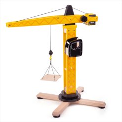 Tidlo Tower Crane is fully functional with a 360 degree rotating boom that winches to lower and lift objects, and features an operable hook, complete with a lifting pallet.