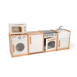 This Tidlo Education Play Kitchen Bundle is ideal for, Montessori's, Creches or Pre School, including Cooker, Fridge, Washing Machine, Sink Unit & Microwave
