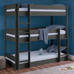 The Trio, Triple Bunk Bed in Anthracite is an great solution where space is at a premium, accommodating three children in the footprint of a single bed