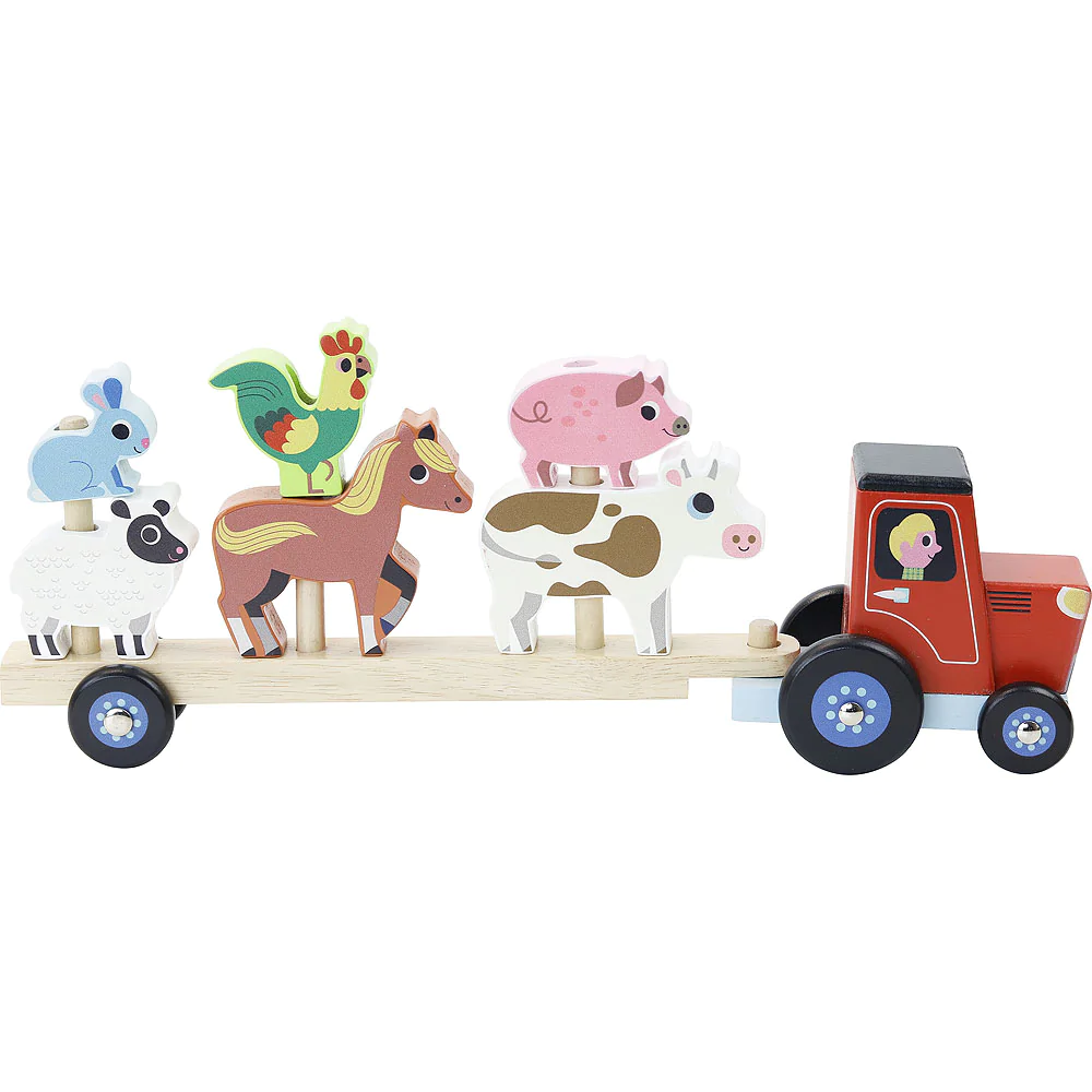 Vilac Tractor Trailer Animal Stacking Game - Little Dreamers
