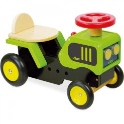 Vilac Ride On Tractor a retro-inspired wooden ride-on toy with honking horn and a gear lever with sound effects, that will provide hours of imaginative fun.