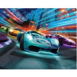 Walltastic Supercar Racers Wall Mural, features a fantastic, vibrant Street Car race scene, that is designed to transform bedrooms and playrooms