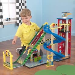 Kidkraft Mega Ramp Playset is a speedy ramp, a parking garage, an elevator, a car wash and a filling station all in one convenient package!